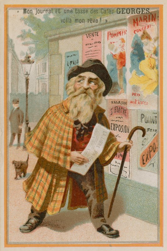 Mann mit einer Zeitung von French School