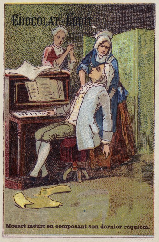 Mozart stirbt, während er sein letztes Requiem komponiert von French School