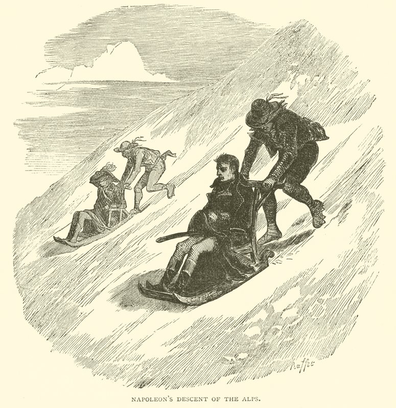 Napoleons Abstieg der Alpen (Gravur) von French School