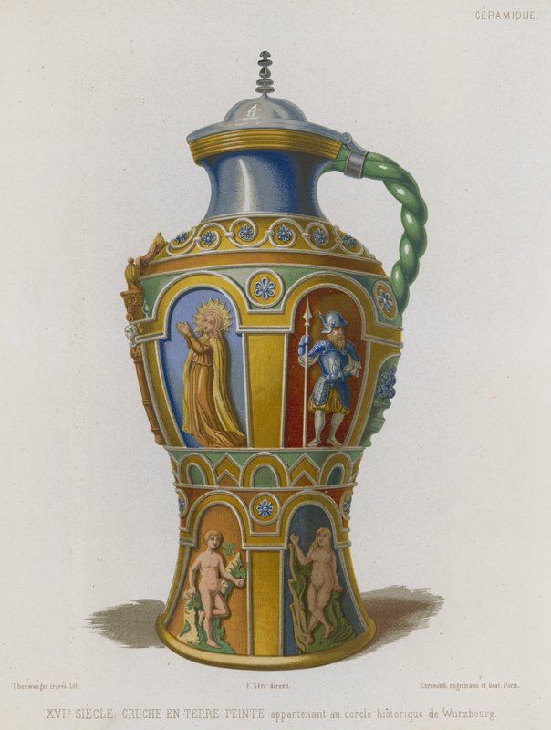 Bemalter Irdenkrug von French School