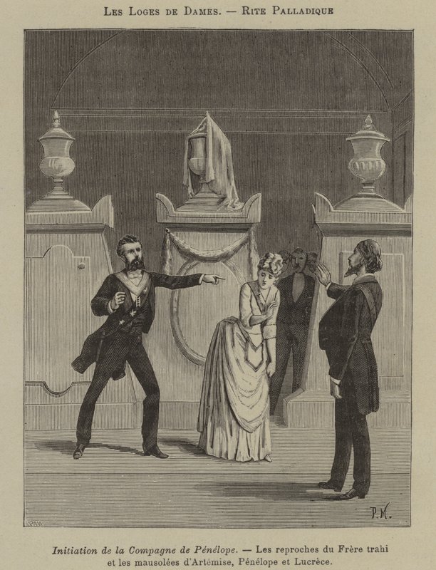 Palladianisches Ritual in einer Frauenloge (Stich) von French School