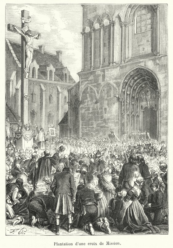 Pflanzung eines Missionskreuzes von French School