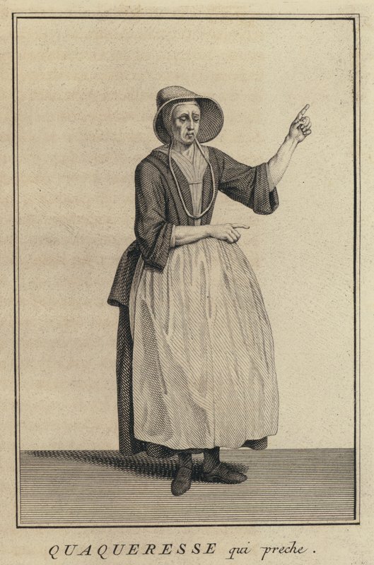 Quäkerin predigt (Stich) von French School