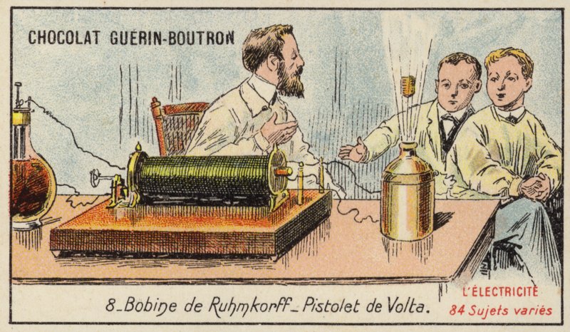 Ruhmkorff-Spule und Volta-Elektropistole von French School