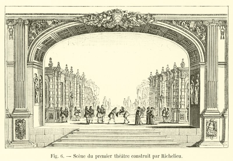 Szene des ersten Theaters, gebaut von Richelieu von French School