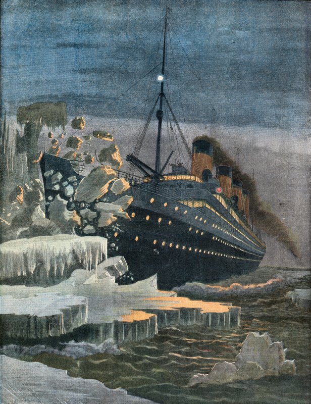 Die Titanic kollidiert mit einem Eisberg von French School
