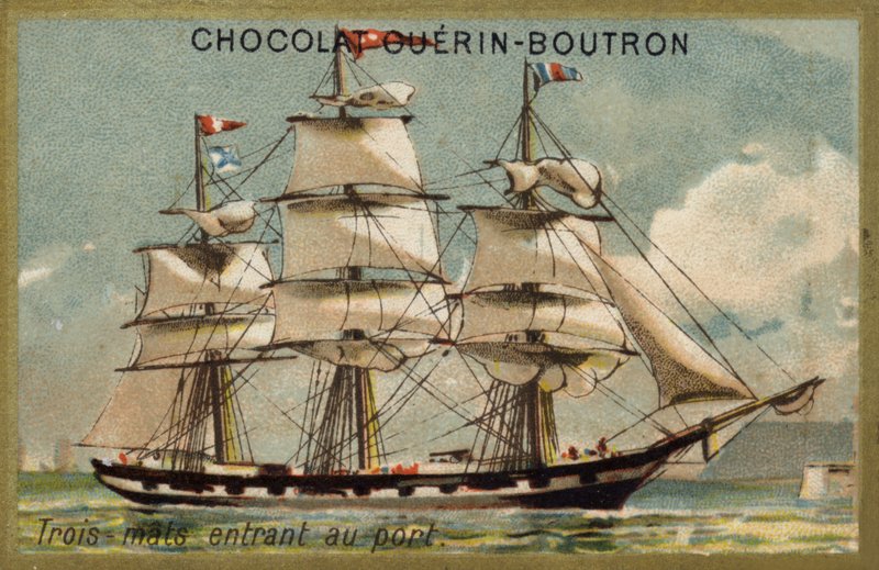 Dreimastiges Segelschiff im Hafen von French School