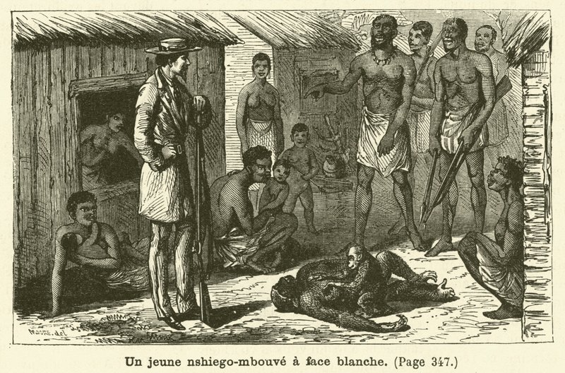 Ein junger nshiego-mbouve mit weißem Gesicht (Gravur) von French School