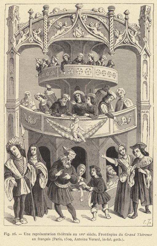 Eine Theateraufführung im 16. Jahrhundert von French School