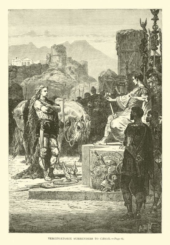 Vercingetorix ergibt sich Cäsar von French School