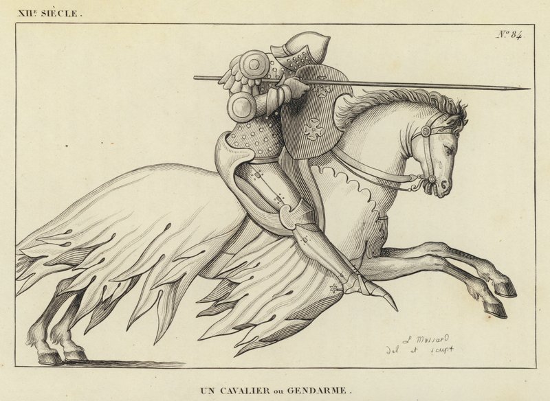 12. Jahrhundert, ein Reiter oder Gendarm (Gravur) von French School