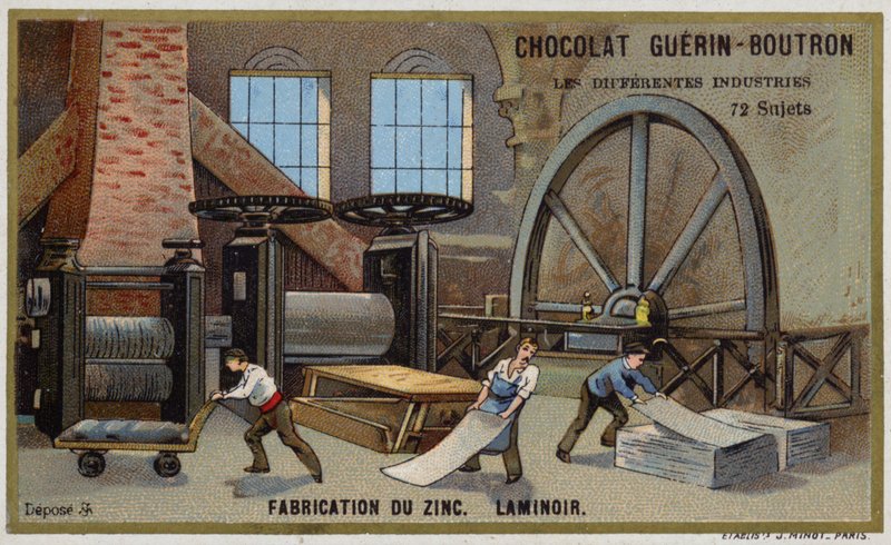 Zinkherstellung. Walze von French School