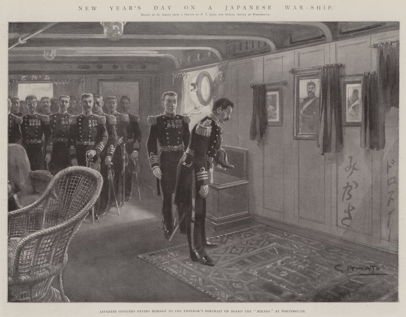 Neujahrstag auf einem japanischen Kriegsschiff von G.S. Amato