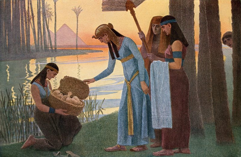 Entdeckung des Baby Moses im Schilf in Ägypten von Gebhard Fugel