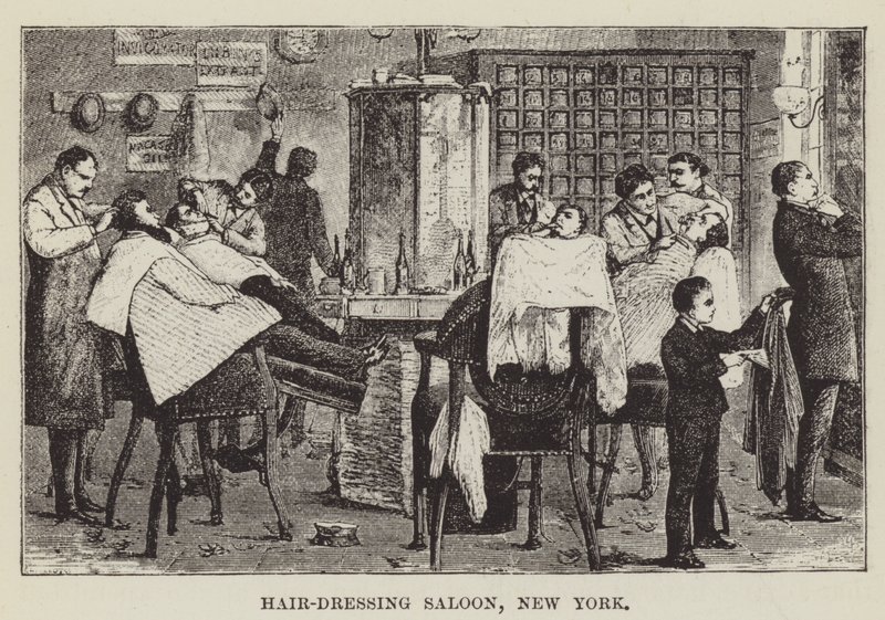 Friseursalon, New York von George Augustus Sala