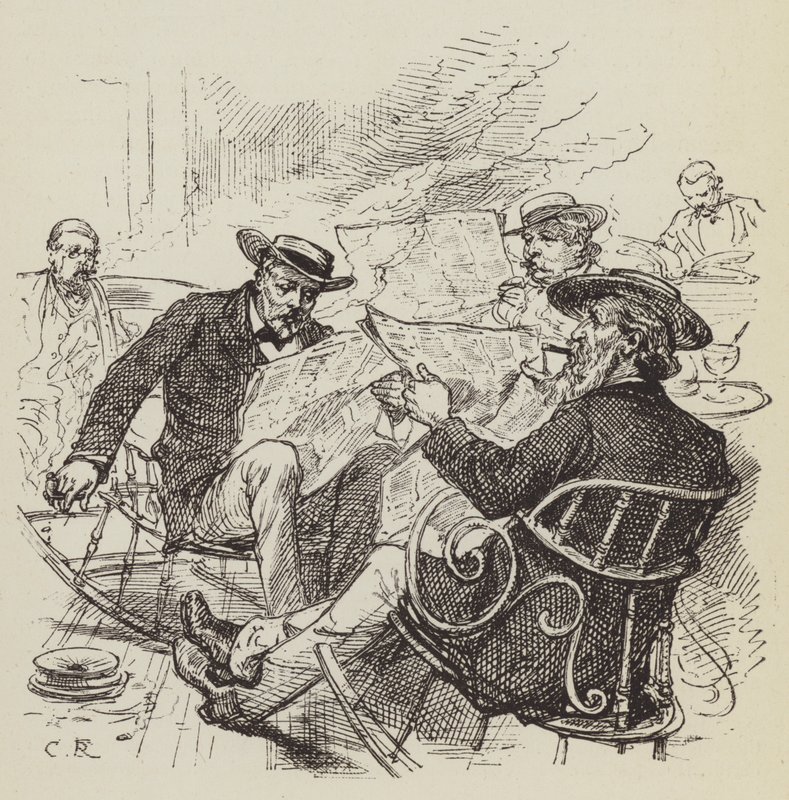 Zeitungen lesen, Schaukelstühle von George Augustus Sala