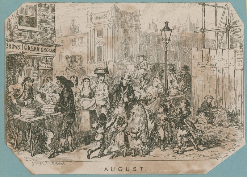 Eine geschäftige Marktszene von George Cruikshank
