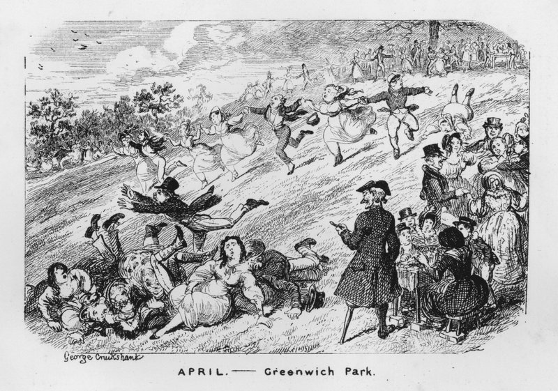 April, Greenwich Park, London (Gravur) von George Cruikshank