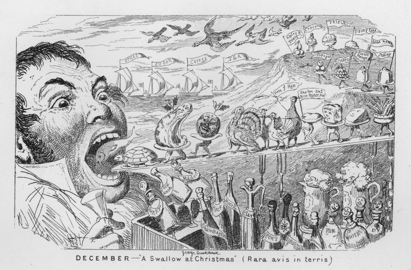 Dezember, Eine Schwalbe zu Weihnachten (Gravur) von George Cruikshank