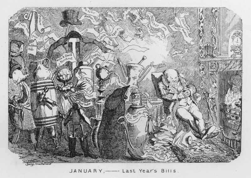 Januar, Rechnungen vom letzten Jahr von George Cruikshank