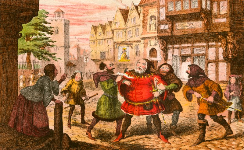 Sir John Falstaff verhaftet von George Cruikshank