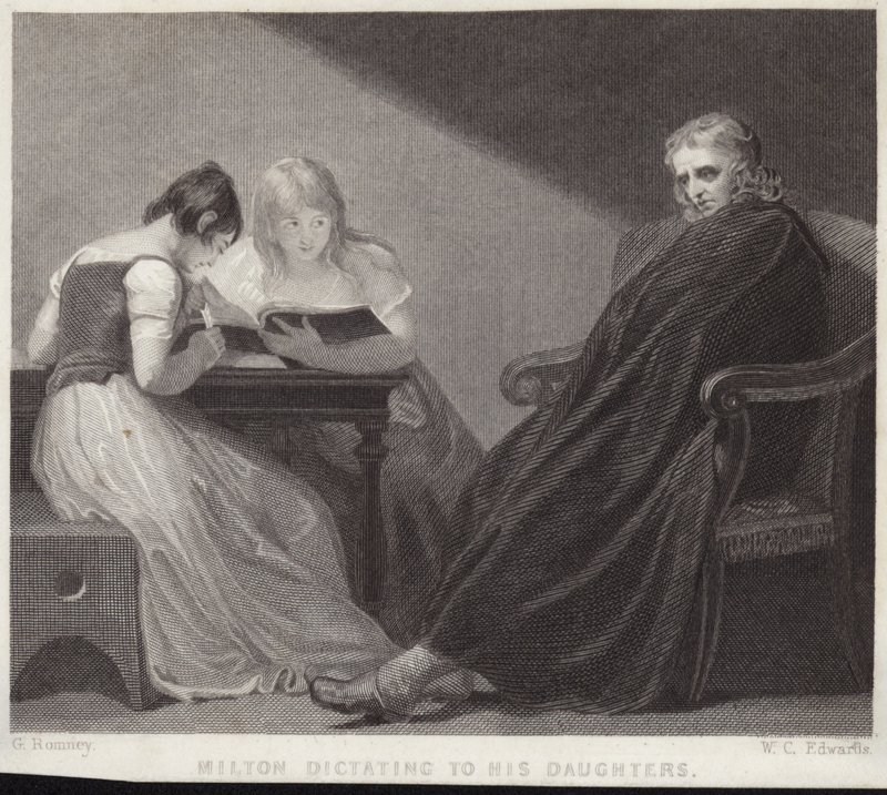 John Milton diktiert seinen Töchtern von George Romney