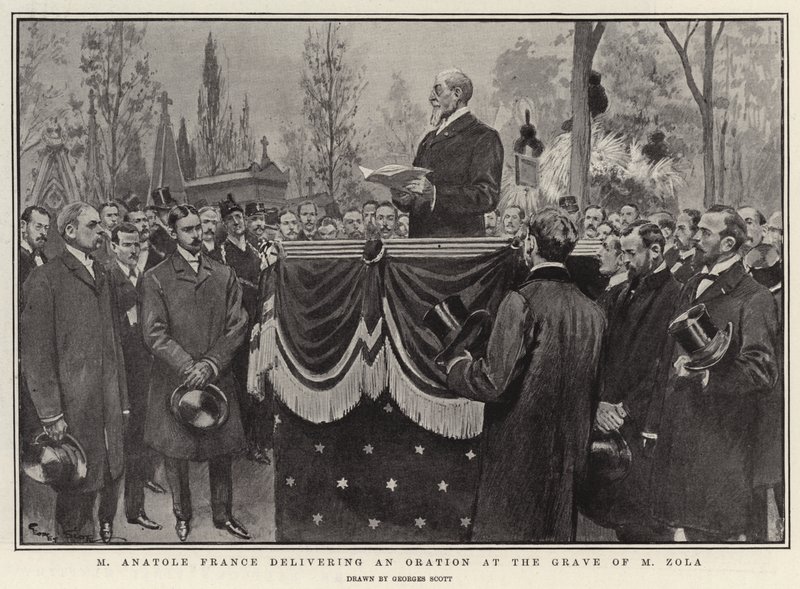 M. Anatole France hält eine Rede am Grab von M. Zola von Georges Bertin Scott