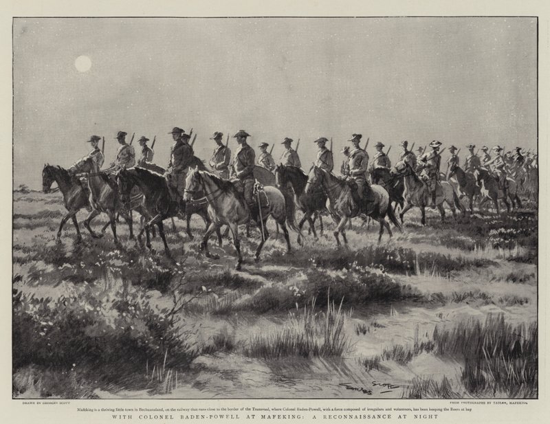 Mit Colonel Baden-Powell in Mafeking, eine nächtliche Aufklärung von Georges Bertin Scott