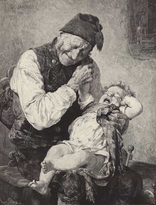 Unartiger Junge, Gravur von Georgios Jakobides