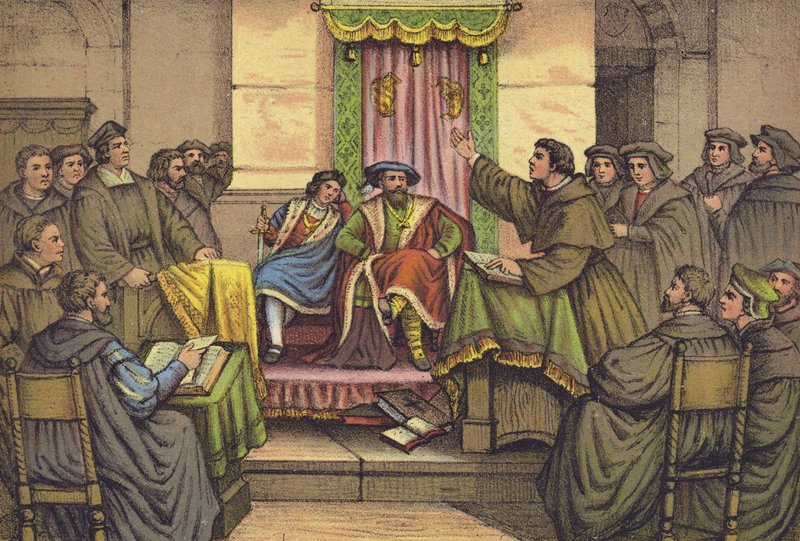 Luthers Disputation mit Dr. Eck in Leipzig, 1519 von German School