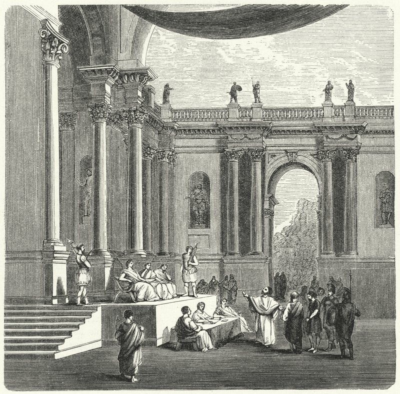 Ein römisches Gericht (Gravur) von German School