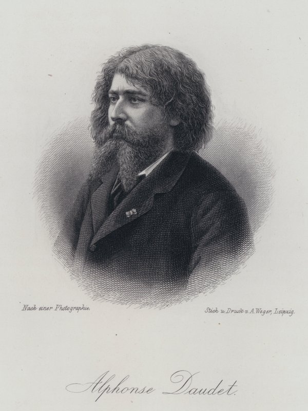 Alphonse Daudet, französischer Schriftsteller (Gravur) von German School