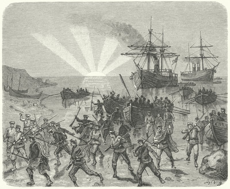 Giuseppe Garibaldi landet in Marsala, Sizilien von German School