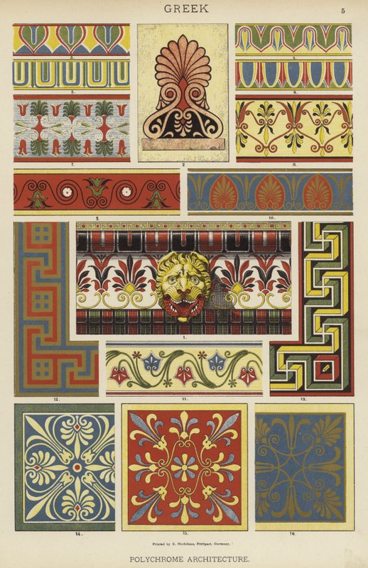 Griechisch, polychrome Architektur von German School