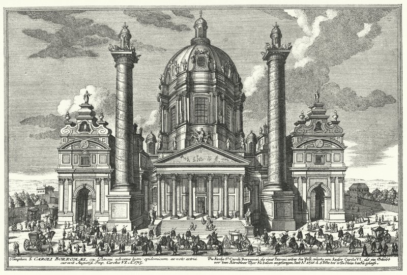 Karlskirche, Wien (Stich) von German School