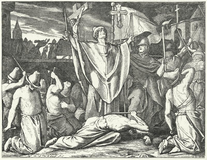 Prozession einer Flagellantenbruderschaft (Gravur) von German School