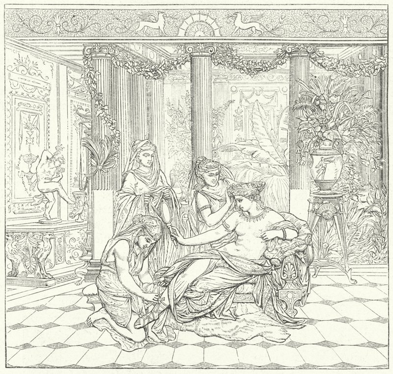 Römische Dame bei ihrer Toilette (Stich) von German School