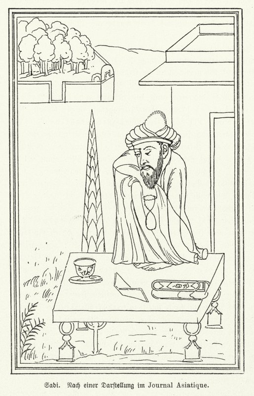 Saadi Shirazi, persischer Dichter (Lithografie) von German School