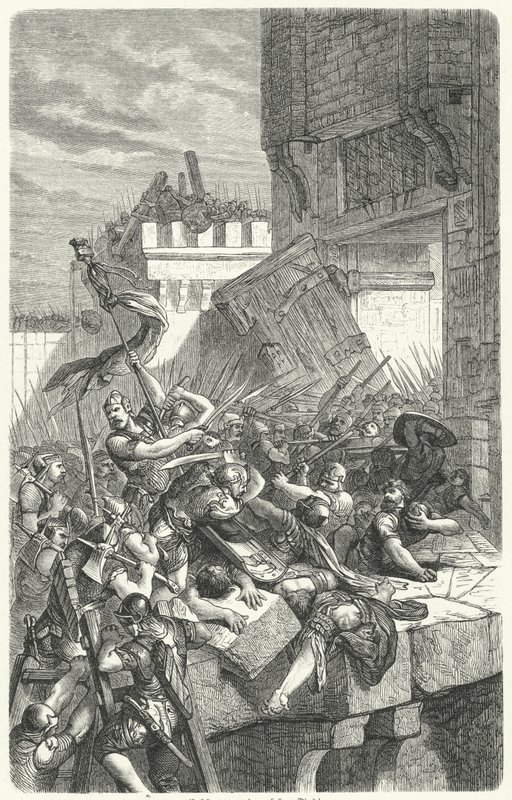 Sturm auf eine Stadt (Gravur) von German School