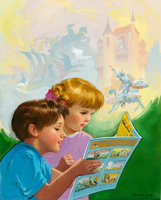 Junge und Mädchen beim Lesen von Gerritt Vandersyde