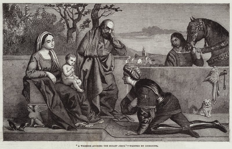 Ein Krieger, der das Jesuskind anbetet von Giorgione da Castelfranco