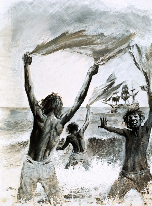 Schiffbrüchige auf der Insel Asuncion von Graham Coton