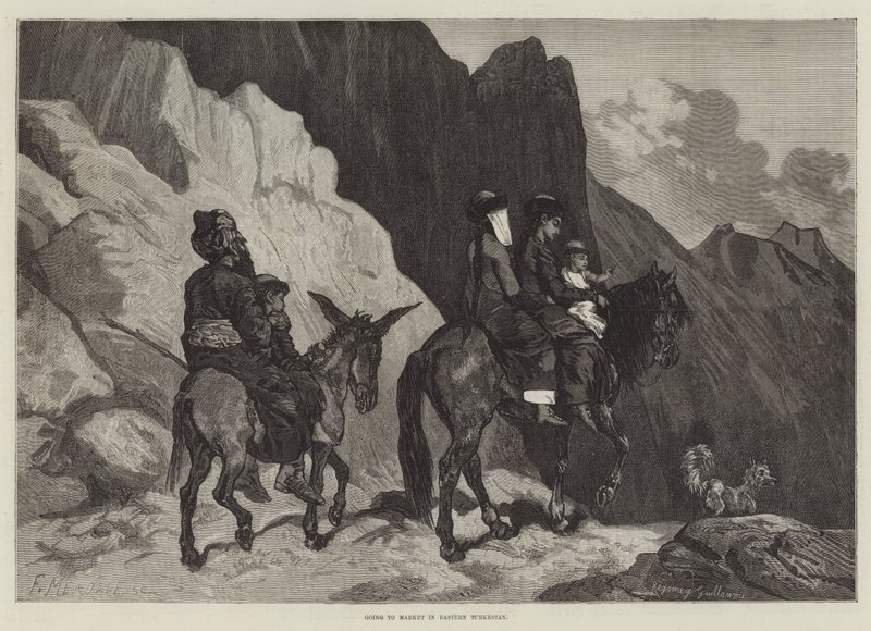 Auf dem Weg zum Markt in Ostturkestan von Guillaume Regamey