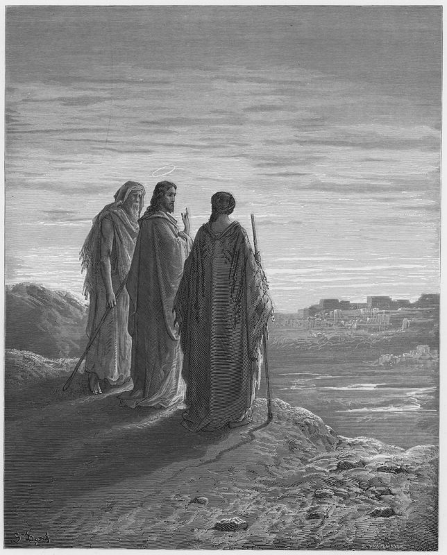 Jesus und die Jünger auf dem Weg nach Emmaus von Gustave Dore
