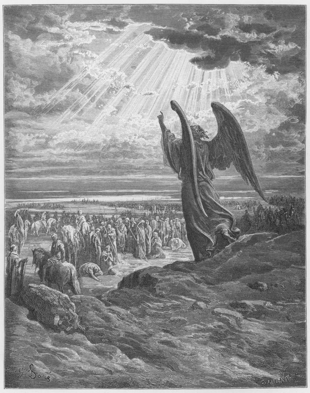 Der Engel erscheint Josua von Gustave Dore