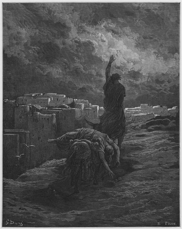 Der Levit trägt den Körper der Frau weg von Gustave Dore