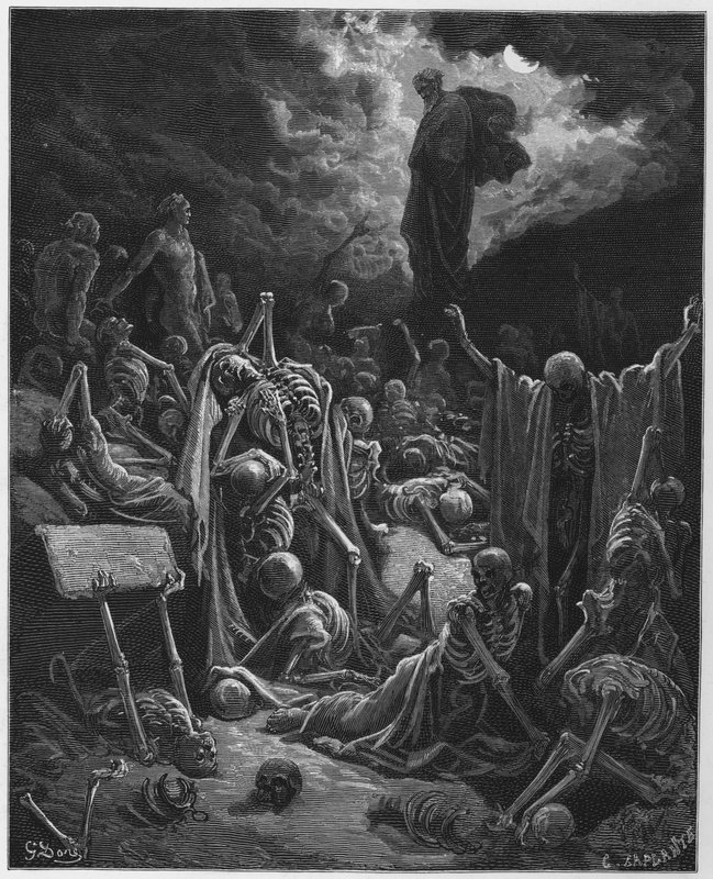 Die Vision des Tals der trockenen Knochen von Gustave Dore