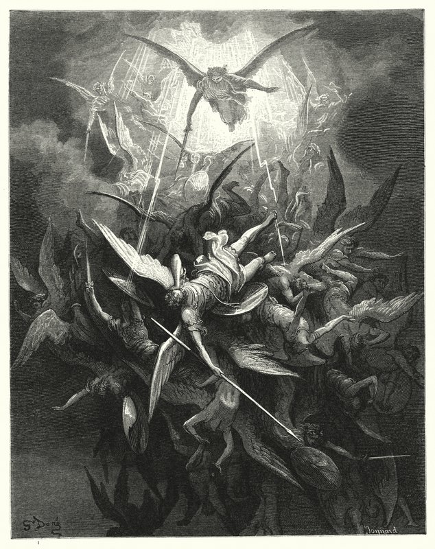 Illustration von Gustave Doré für Miltons Paradise Lost, Buch I, Zeilen 44, 45 von Gustave Dore
