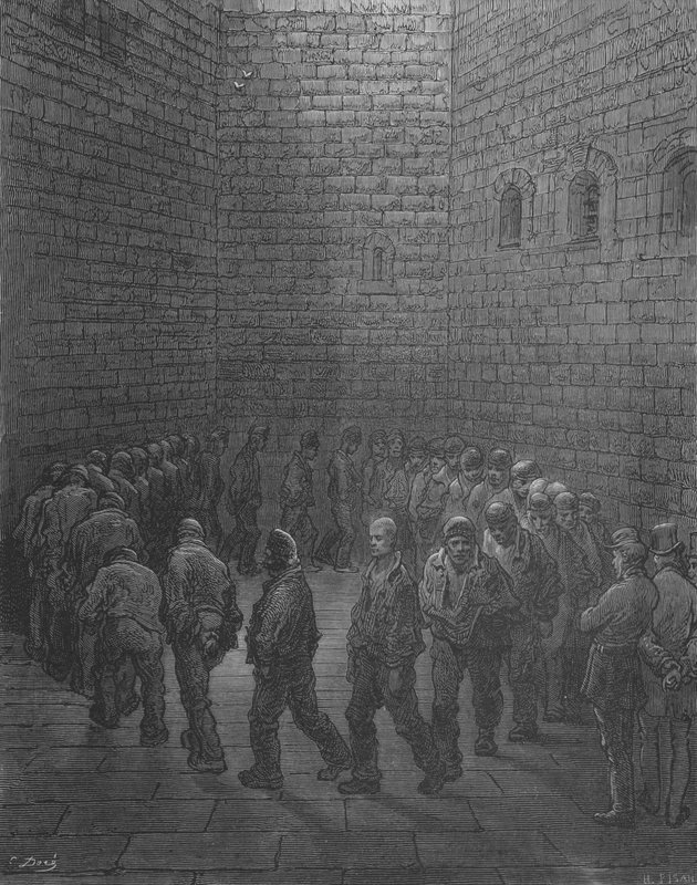 Im Gefängnis, der Spaziergang der Gefangenen von Gustave after Dore