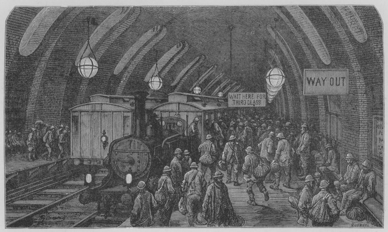 Bahnhof einer Eisenbahn in der Stadt von Gustave after Dore